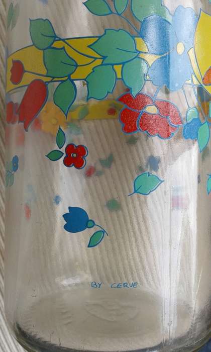 Vintage Large CERVE  Italian Milk Glass Bottle With Red Stopper 34cm height 10cm width