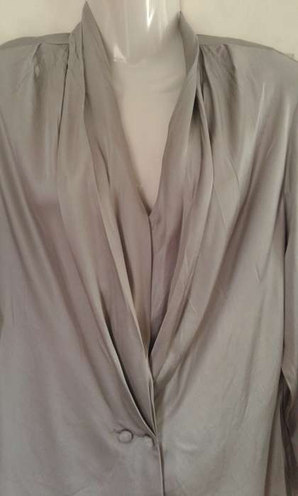 Vintage 100% Grey Silk Top By Sanctisilk