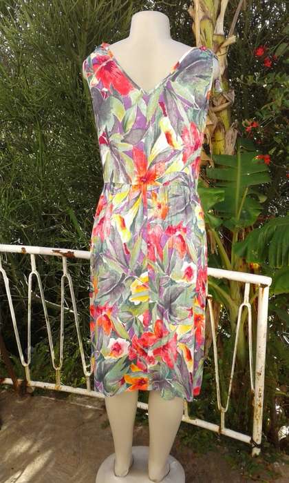 Vintage Woolworths Viscose Sleeveless Floral Summer Dress Size 14
