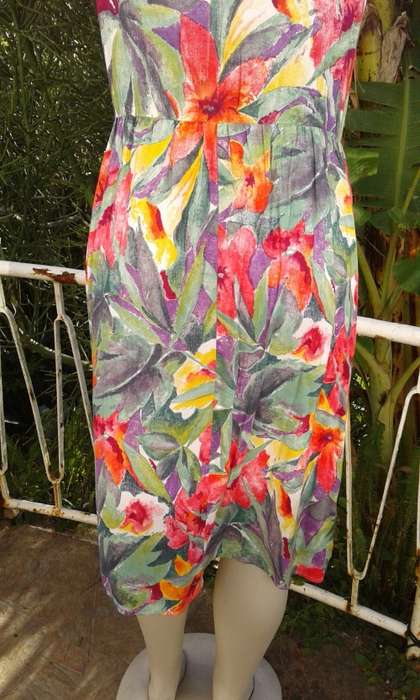 Vintage Woolworths Viscose Sleeveless Floral Summer Dress Size 14