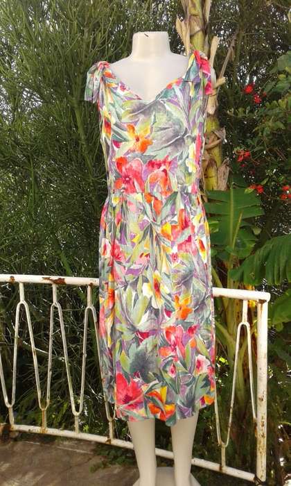 Vintage Woolworths Viscose Sleeveless Floral Summer Dress Size 14
