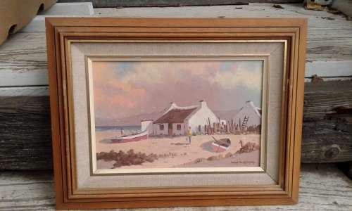 Brian Blakemore Seascape And Boat Oil Painting Framed Signed Well Known Eastern Cape Artist
