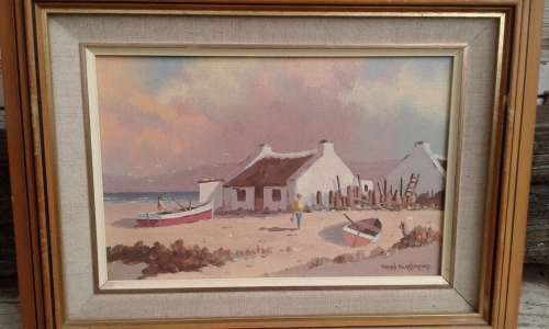 Brian Blakemore Seascape And Boat Oil Painting Framed Signed Well Known Eastern Cape Artist