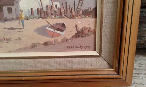 Brian Blakemore Seascape And Boat Oil Painting Framed Signed Well Known Eastern Cape Artist