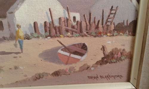 Brian Blakemore Seascape And Boat Oil Painting Framed Signed Well Known Eastern Cape Artist