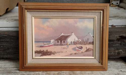 Brian Blakemore Seascape And Boat Oil Painting Framed Signed Well Known Eastern Cape Artist