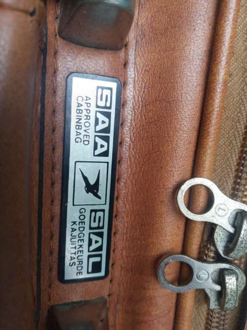 Fantastic Vintage Brown Vinyl SAL/SAA Pilot`s Cabin Luggage Bag