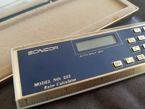 Soncor De Luxe Model No. 22 Electric Calculator And Ruler With Matching Pen In De Luxe Box
