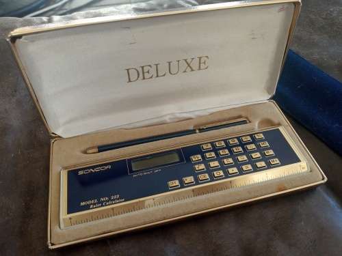 Soncor De Luxe Model No. 22 Electric Calculator And Ruler With Matching Pen In De Luxe Box
