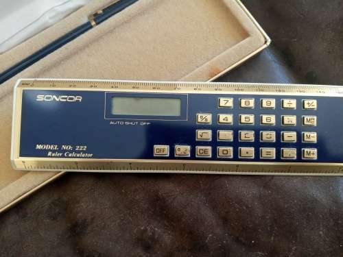 Soncor De Luxe Model No. 22 Electric Calculator And Ruler With Matching Pen In De Luxe Box