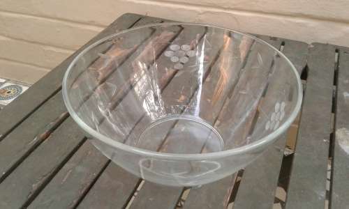 Vintage 1940s Handcut Grapes And Leaves Crystal Glass Bowl
