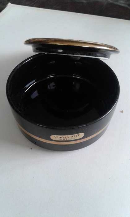 Chokin Art Japanese 24 Karat Gold Porcelain Lidded Jewellery Trinket Box