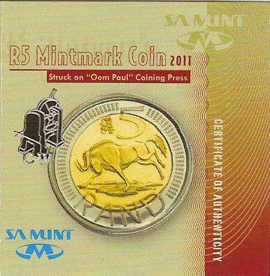 R5 ***Oom Paul*** Coining Press ##2011 R5 Mintmark Coin##
