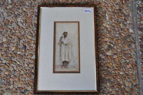 British xix c watercolor of Bedouin,very detailed