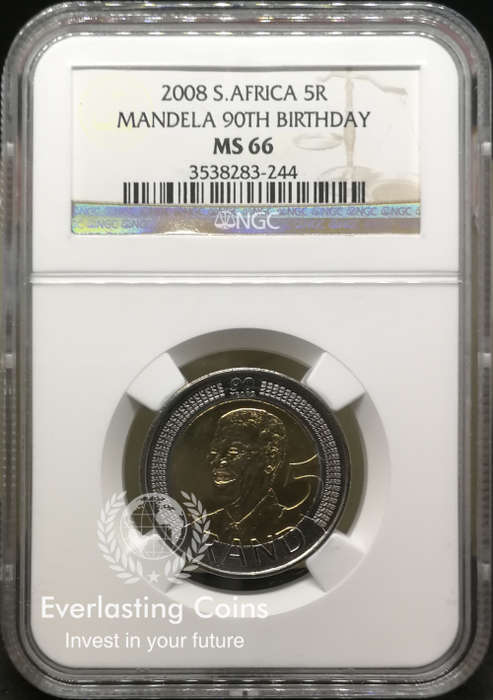 2008 S. Africa 5R Mandela 90th Birthday MS66 - Bid per Coin - 8 Coins in Total