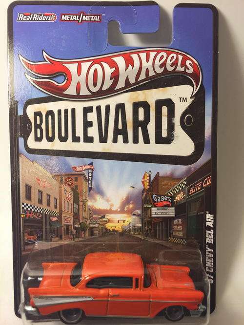 Hot Wheels - Orange - 57 Chevy Bel Air - 2012 Hot Wheels Boulevard Big Hits  - Long Card