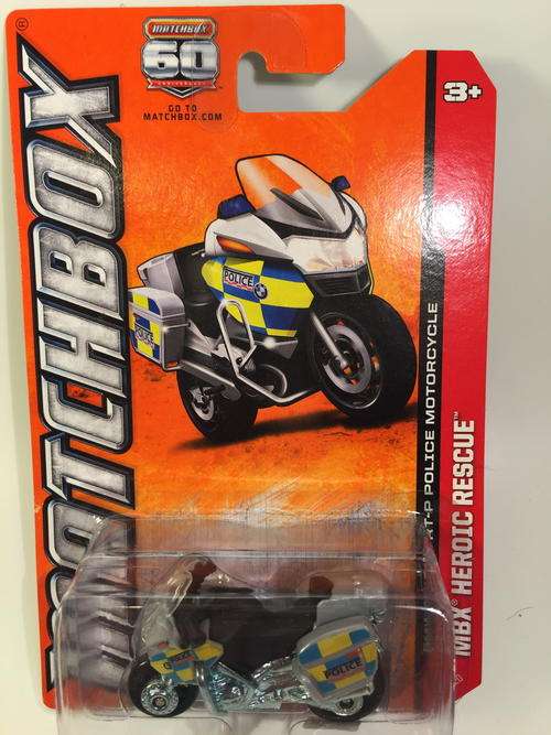 Matchbox - Silver - BMW R1200 RT-P Police Motorcycle - MBX Heroic Rescue - Long Card