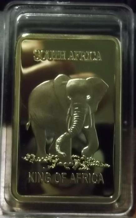 SOUTH-AFRICA-1-OZ-999-24K-GOLD-PLATED-BAR-KING-OF-AFRICA-ELEPHANT.