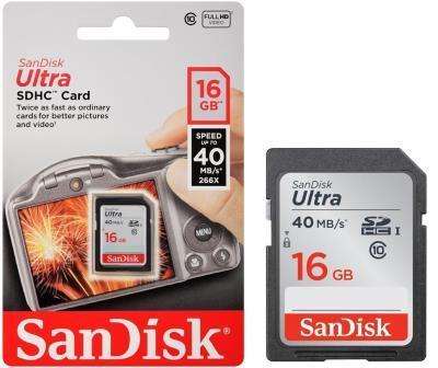 Sandisk Ultra 16GB Class 10 SDHC Memory Card