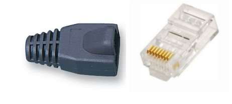 RJ45 Connector + Rubber Boot (12 Pack) - Network UTP Plug / Tip