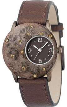 STUNNING SILVER GLOW IN THE DARK  LEATHER  HANDS  FOSSIL WATCH * TRULY UNIQUE*