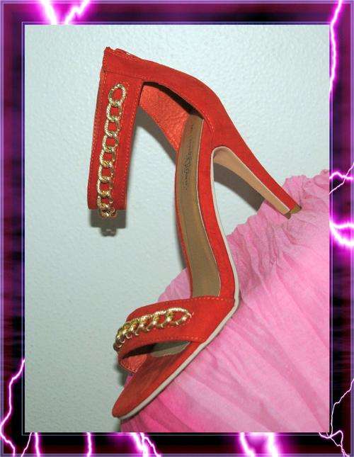 GORGEOUS ORANGE MOCK SUEDE HEELS  -  SIZE 5