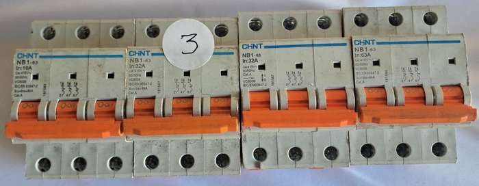Circuit Breaker - Chint 3 Pole, Orange, 1 x 10A, 2 x 32A, 1 x 63A