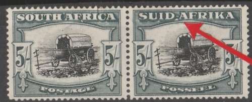 5/-s UNION  1933-38   mint     Hyphenated pair  variety