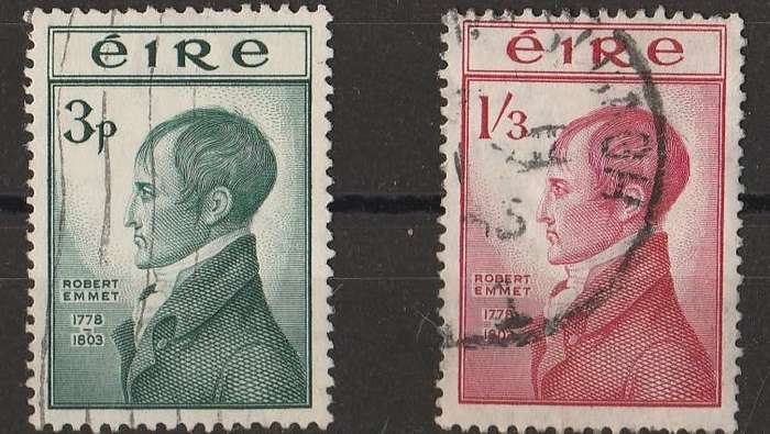 IRELAND     1953     DEATH ANNIVERSARY OF ROBERT EMMET     SG 156/7  FULL SET
