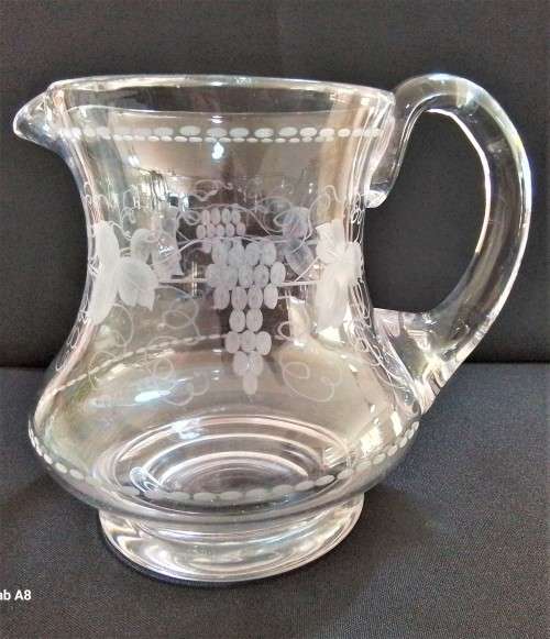 Stuart  Crystal  ` Leaf and Grape`  Design  Jug