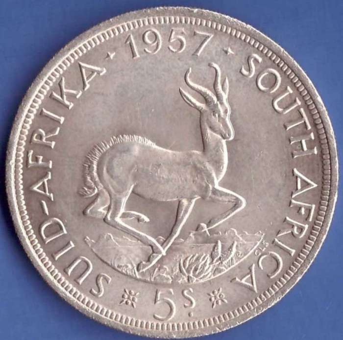 SUID-AFRIKA · 1957· SOUTH AFRICA 5 SHILLINGS - as per scan