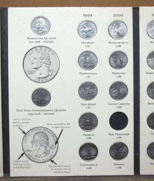 *CRAZY R1 START* US State Quarters folder with 24 coins in