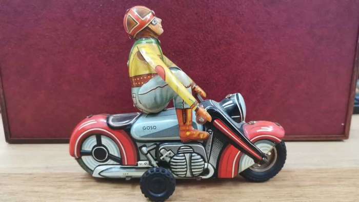 Rare Goso Acrobat Motorcycle Wind-Up Tin Toy-Made in Western Germany-Working