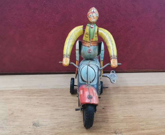 Rare Goso Acrobat Motorcycle Wind-Up Tin Toy-Made in Western Germany-Working