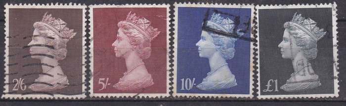 Great Britain 1967-69 high value machins. FU. LOOK SCAN