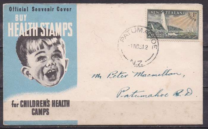 New Zealand 1951 health stamp single stamp cover. LOOK SCAN.