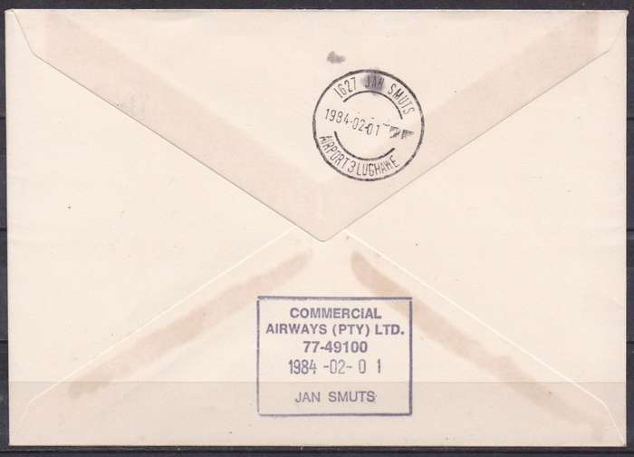 RSA 1984 innaugugral flight PMB - JHB signed  cover. LOOK SCAN.