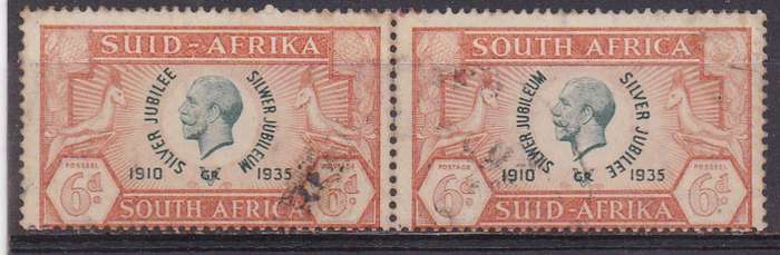 Union of SA 1935 King George silver jubilee 6d pair FU