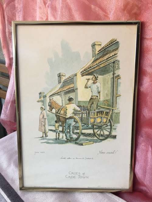 A framed Lithograph VARS SNOEK "Snoek sellers in Hanover street District 6 " by John Hall