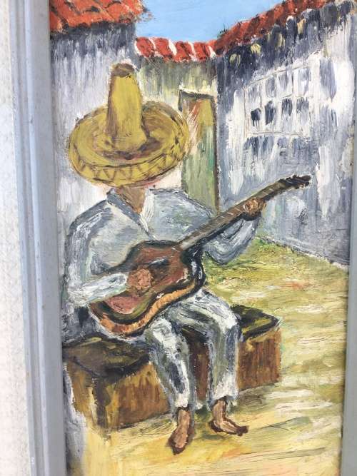 WOW !!! STUNNING OIL ON CANVAS IN A VINTAGE FRAME signed 375 X 690 mm