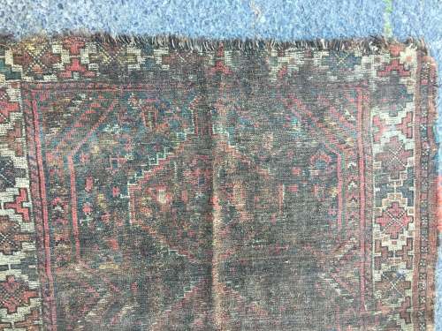 VERY WELL WORN AGED AND FATIGUED PERSIAN CARPET 1320 X 1110mm