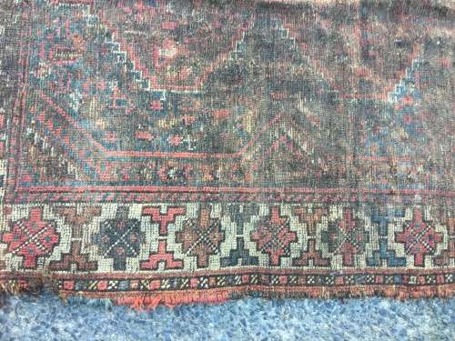 VERY WELL WORN AGED AND FATIGUED PERSIAN CARPET 1320 X 1110mm