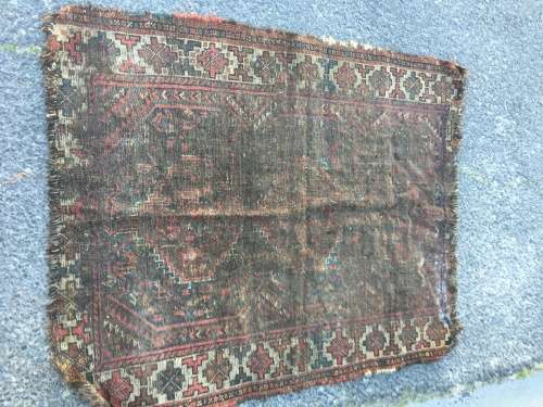 VERY WELL WORN AGED AND FATIGUED PERSIAN CARPET 1320 X 1110mm