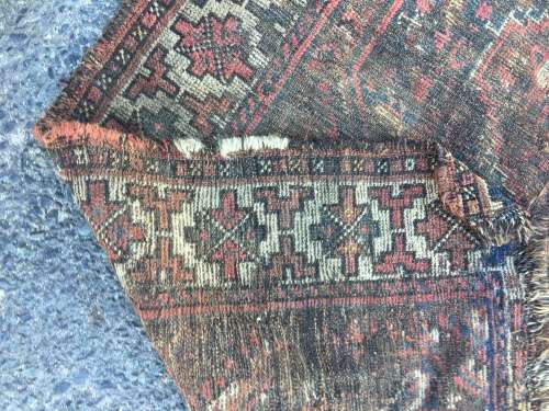 VERY WELL WORN AGED AND FATIGUED PERSIAN CARPET 1320 X 1110mm