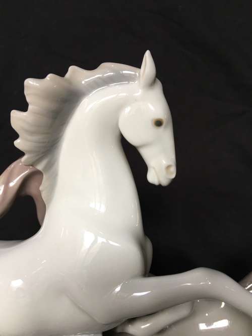 WOW !!! RARE LARGE LLADRO GALLOPING HORSES FIGURINE circa 1970