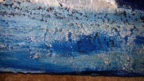 WOW!!! Stunning Large Oil on Canvas - Colorful and thick raised oil Paint. Signed EM  89 cm x 72 cm