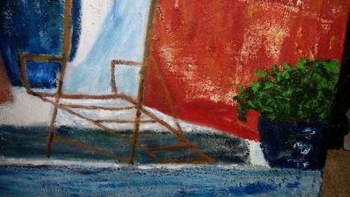 WOW!!! Stunning Large Oil on Canvas - Colorful and thick raised oil Paint. Signed EM  89 cm x 72 cm