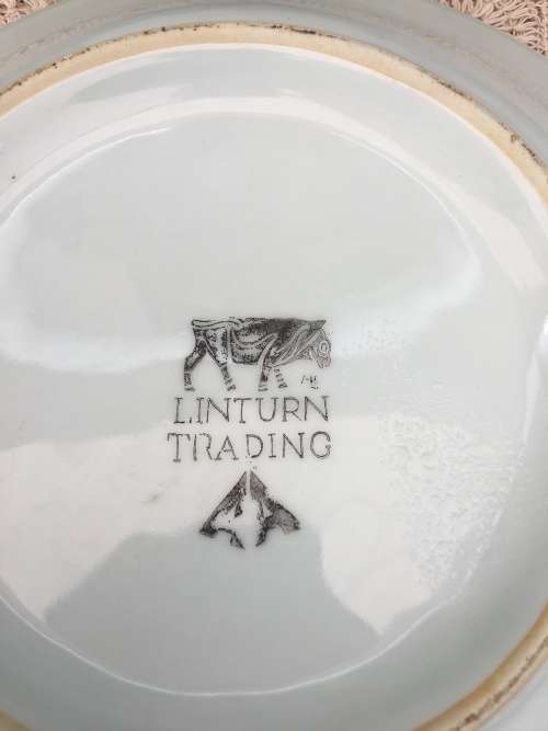 WOW !!! STUNNING LARGE HAND PAINTED CERAMIC PLANTER WITH DRIP TRAY BY LINTURN TRADING POTTERY marked