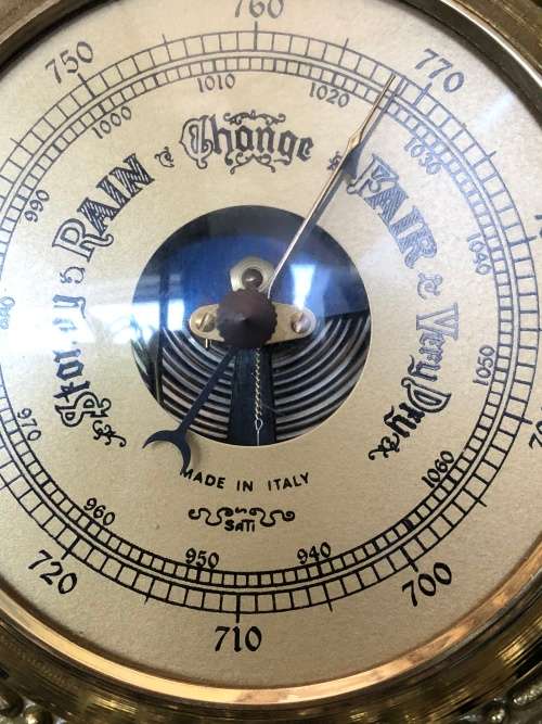 WOW !!! STUNNING HEAVY BRASS ROCOCO BAROMETER / CLOCK / HYDROMETER / THERMOMETER WEATHER STATION