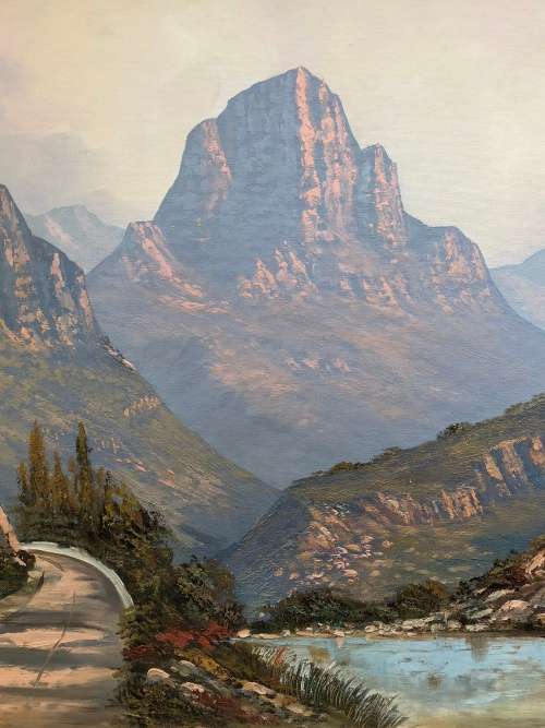 WOW !!! WHAT A BEAUTY - LARGE FRAMED OIL ON CANVAS LANDSCAPE BY LISTED ARTIST KAREN BENZIEN